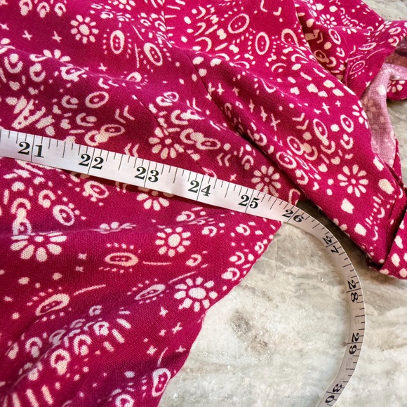 Torrid Size 3X Red Floral Boho Button Front Romper Drawstring Waist Soft Stretch - Picture 10 of 12